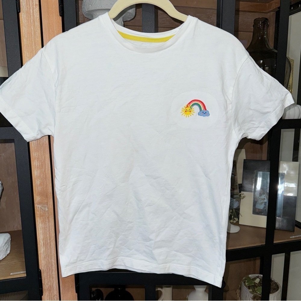 Mini Boden embroidered tee girls rainbow cloud sun crewneck short sleeve Tshirt